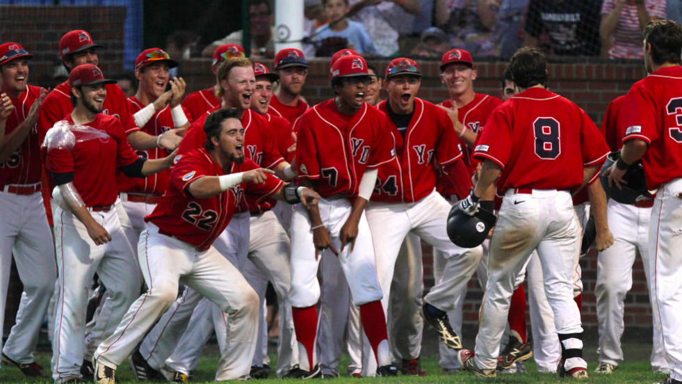 The Y-D Red Sox celebrate in last year's championship series. 