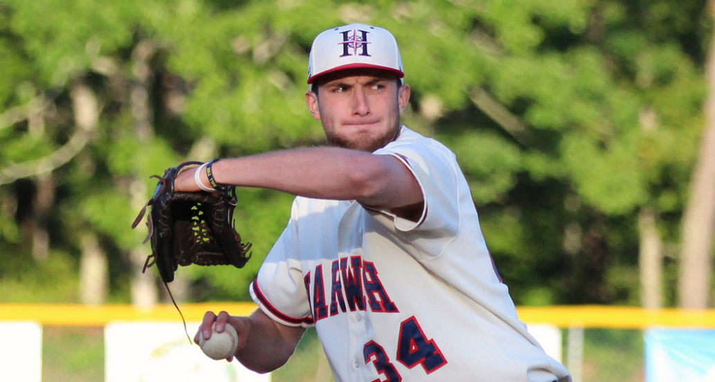 Zach Schellenger, pictured last summer, struck out four batters in one inning in his 2016 debut as Harwich shut out Falmouth.