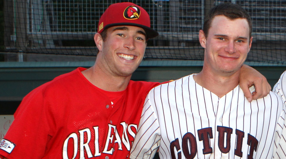 Jimmy Herron and Griffin Conine after an Orleans-Cotuit game earlier this summer. 